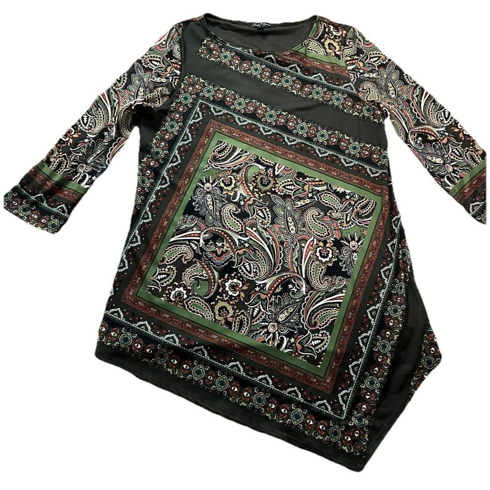 Slinky Brand Blouse Top Women’s Medium Floral ¾ Sleeves